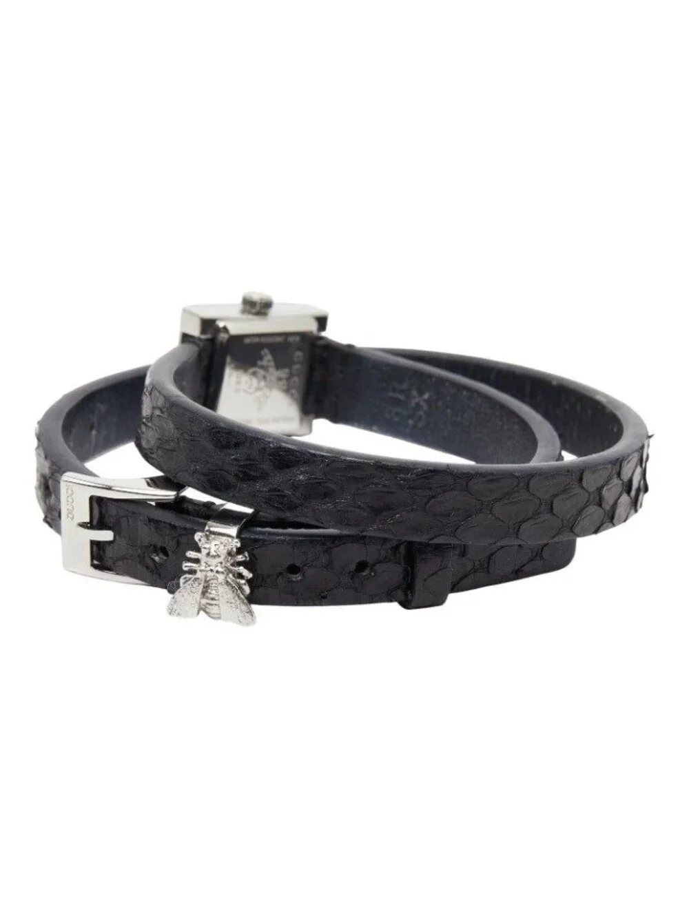 Gucci G-frame Square Watch 128.5 Black Silver Stainless Steel Leather